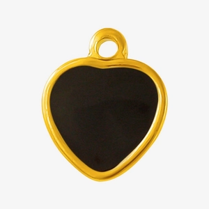 Macro detail of heart-shaped 304 stainless steel pendant with black enamel finish