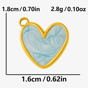 Detailed dimensions of 1.8cm heart pendant in gold finish with blue marble inlay