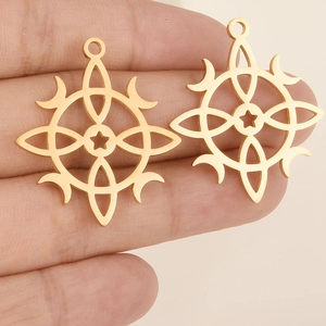 Minimalist 304 stainless steel celestial pendant with sun and moon cutout hollow design
