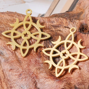 304 stainless steel celestial sun and moon cutout pendants in matte gold finish