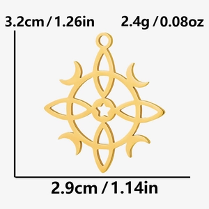 Detailed view of the hollow celestial pendant with 3.2cm height and 2.9cm width