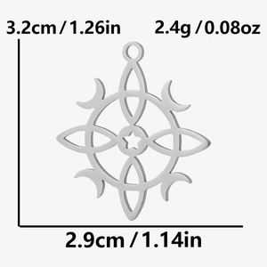 Detailed size specifications of celestial sun and moon pendant in 304 stainless steel