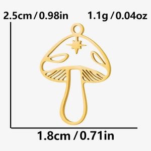 Detailed macro view of a 304 stainless steel mushroom pendant with star pattern