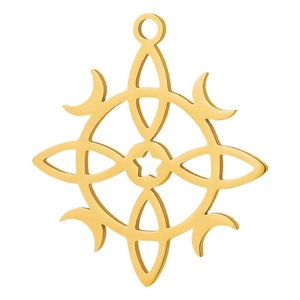 304 stainless steel gold celestial sun and moon cutout charm pendant for DIY jewelry