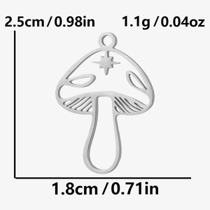Detailed dimensions of 304 stainless steel mushroom pendant for DIY jewelry making