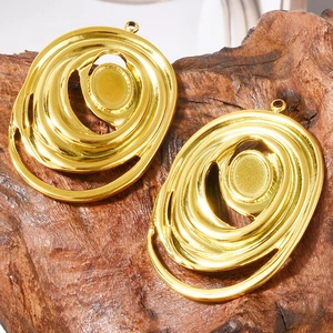 Irregular concentric oval gold 304 stainless steel pendants for DIY necklace making
