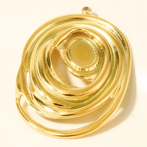 Detailed close-up of a 304 stainless steel layered swirl pendant with a yellow center gem