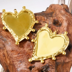 Golden textured heart-shaped 304 stainless steel pendants for DIY jewelry making