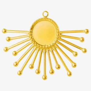 Detailed macro view of 304 stainless steel sunflower pendant base for DIY jewelry making