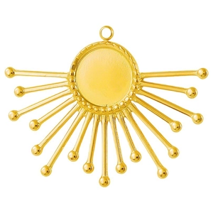 Golden 304 stainless steel sunflower pendant base with radial sunburst for DIY jewelry