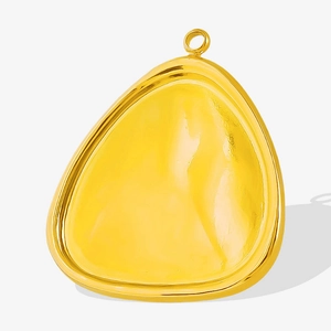 Polished gold teardrop pendant base with smooth surface and integrated loop for jewelry DIY