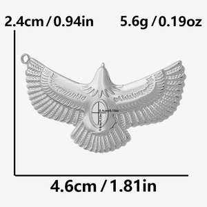 Detailed size map of silver eagle pendant with dimensions 4.6x2.4cm and 5.6g weight