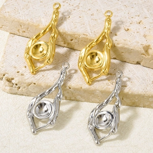 Detail of 304 stainless steel organic branch pendants with central bowl setting for jewelry