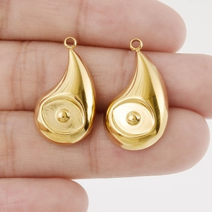 Polished golden teardrop charms with eye relief pattern for DIY jewelry making