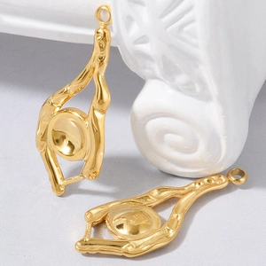 Golden irregular abstract 304 stainless steel pendants for DIY necklace jewelry making