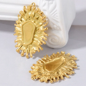 Polished gold 304 stainless steel flower petal pendant for DIY jewelry making