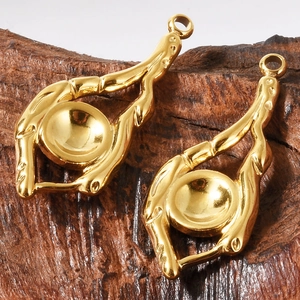 Handmade 304 stainless steel irregular geometric pendant in gold for DIY jewelry design