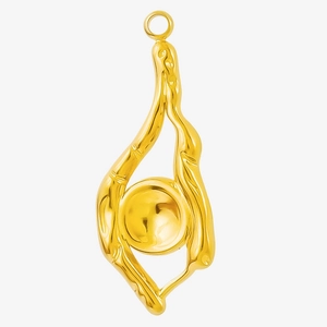 Detailed close-up of a high-polish 304 stainless steel irregular organic branch pendant