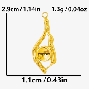 Detailed spec view of 18K gold irregular bamboo pendant with dimensions for DIY jewelry