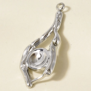 Polished 304 stainless steel irregular geometric pendant with modern minimalist design