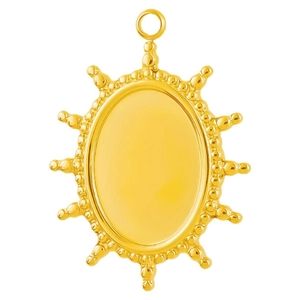 Bohemian gold plated stainless steel sunburst oval pendant for DIY jewelry making