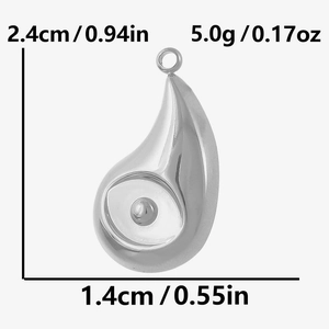 Detailed technical diagram showing 2.4cm by 1.4cm dimensions of the teardrop charm pendant