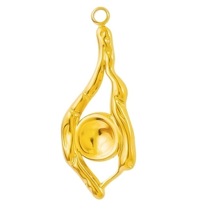 Artistic 304 stainless steel irregular gold pendant with bamboo texture and sphere design