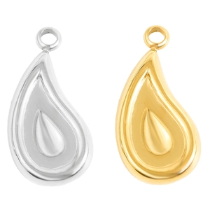 304 Stainless Steel Waterdrop Pendant For DIY Jewelry Making Vacuum Gold Silver Plated Teardrop Charm Necklace Bracelet Finding