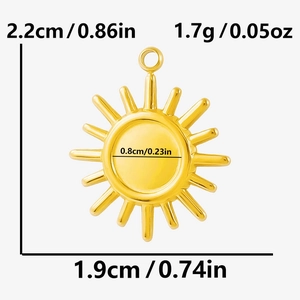 Détails du pendentif soleil dimensions 2,2 cm x 1,9 cm pour création de bijoux