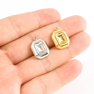 Ciondoli rettangolari ottagonali in acciaio inossidabile oro e argento per gioielli DIY