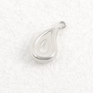Polished silver 304 stainless steel double layered teardrop pendant for jewelry making