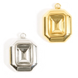 304 Acciaio Inossidabile Rettangolo Geometrico Ciondolo Taglio Smeraldo Design a Gradini per Collana DIY Gioielli Fai da Te
