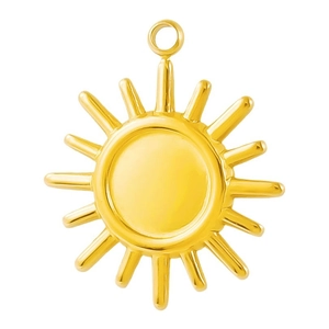 Pendentif soleil doré en acier inoxydable avec rayons pour la création de bijoux DIY