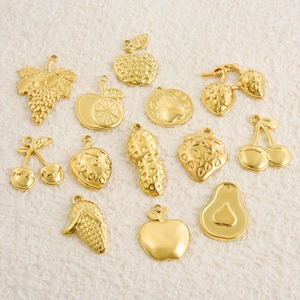 Breloques en Acier Inoxydable 304 en Forme de Fruits et Légumes pour la Fabrication de Bijoux DIY Collier Bracelet Fraise Cerise Raisin Pomme Maïs Arachide