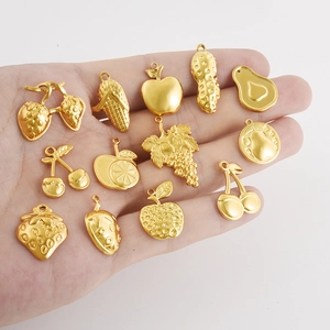 Pendentifs fruits en acier inoxydable 304 doré avec fraise cerise et raisin pour bijoux