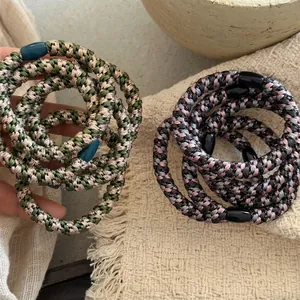 Élastiques à cheveux tissés minimalistes à haute élasticité avec motifs colorés pour queue de cheval