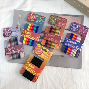 Set mit 10 bunten, hochelastischen Haargummis im minimalistischen koreanischen Stil