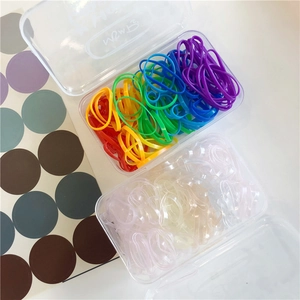 Colorful high-elastic disposable hair bands set in transparent portable storage boxes