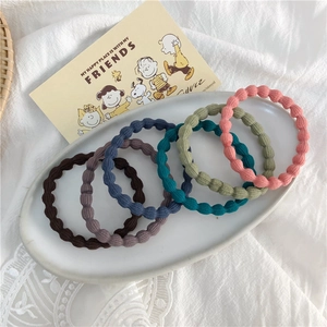 Set of 6 high-elastic seamless hair ties in assorted deep colors for daily hair styling