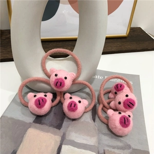 Simpatici Elastici per Capelli a Forma di Maiale in Feltro di Lana Rosa per Bambini Elastici Fatti a Mano Motivo Animale Accessori per Capelli