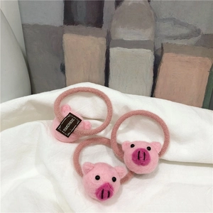 Set di elastici per capelli a forma di maialino in feltro rosa fatti a mano