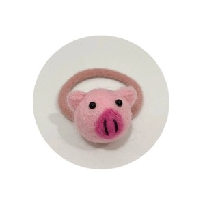 Elastico per capelli a forma di maialino in feltro rosa fatto a mano per bambine