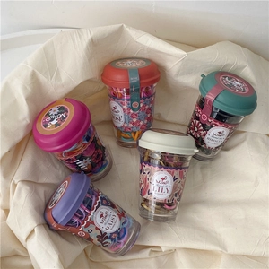 Set di Elastici per Capelli Usa e Getta Creativi a Forma di Tazza da Caffè Elastici Colorati ad Alta Elasticità a Tema Floreale Accessori per Capelli Portatili per Donne Ragazze