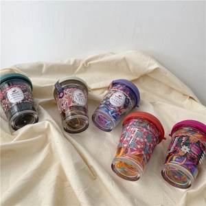 Set di elastici per capelli colorati in tazze creative con motivi floreali vintage