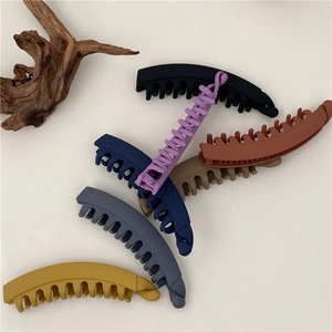 Women Matte Frosted Plastic Banana Hair Clip Large Solid Color Ponytail Holder Anti Slip Hair Styling Accessory For Lady