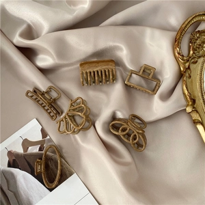 Vintage Wood Grain Alloy Hair Claws Geometric Rectangle Oval Crown Shape Small Hair Clips Elegant Hair Accessories For Women