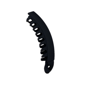 Minimalist black matte banana hair clip for women with multi-tooth comb design