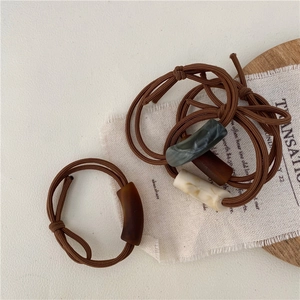 Minimalistisches Marmormuster Harzperle Haargummi Set Braun Hoch Elastische Haarbänder Für Damen Koreanischer Stil Accessoires