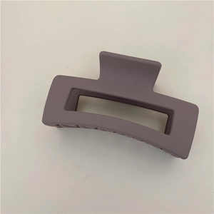 Detailed view of large matte Morandi purple hollow rectangular hair claw clip for women