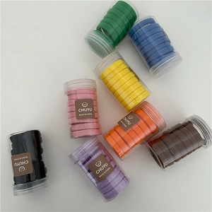 Colorful high-elastic hair ties set in 8 transparent jars for ponytail styling